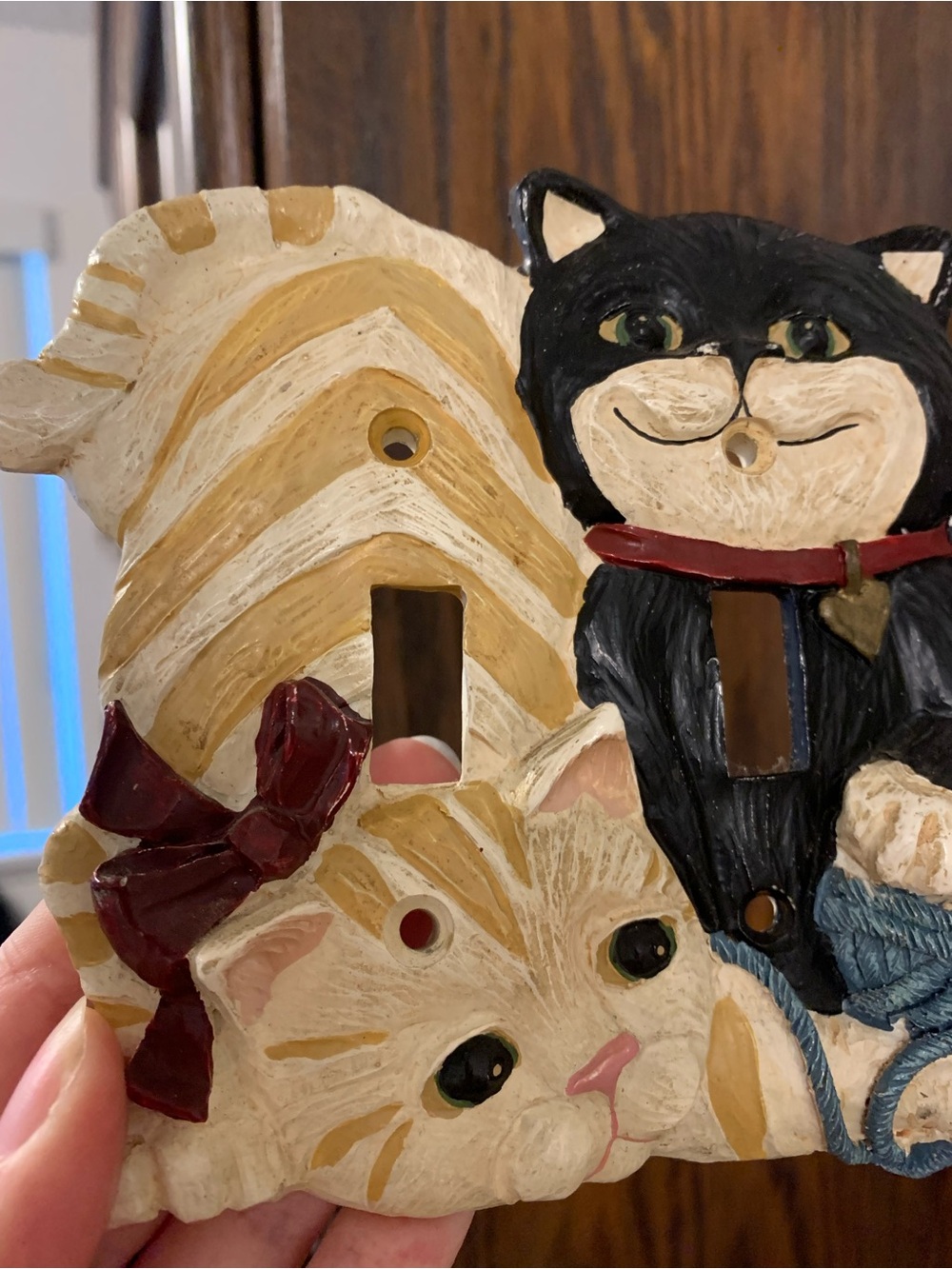 Vintage Tabby and Tuxedo Cat Double Light Switch Cover by Figi - Picture 4 of 5